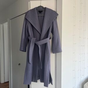 Club Monaco Plush Cardigan Coat with Tie Waist in Purple/Blue- Size M